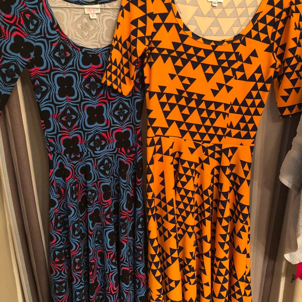 BUNDLE Two Lularoe Nicole dresses.  Size xs & xxs.